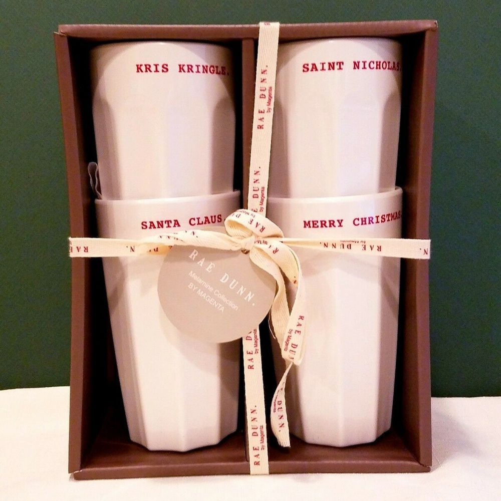 Rae Dunn Melamine Collection Christmas Cups (4)